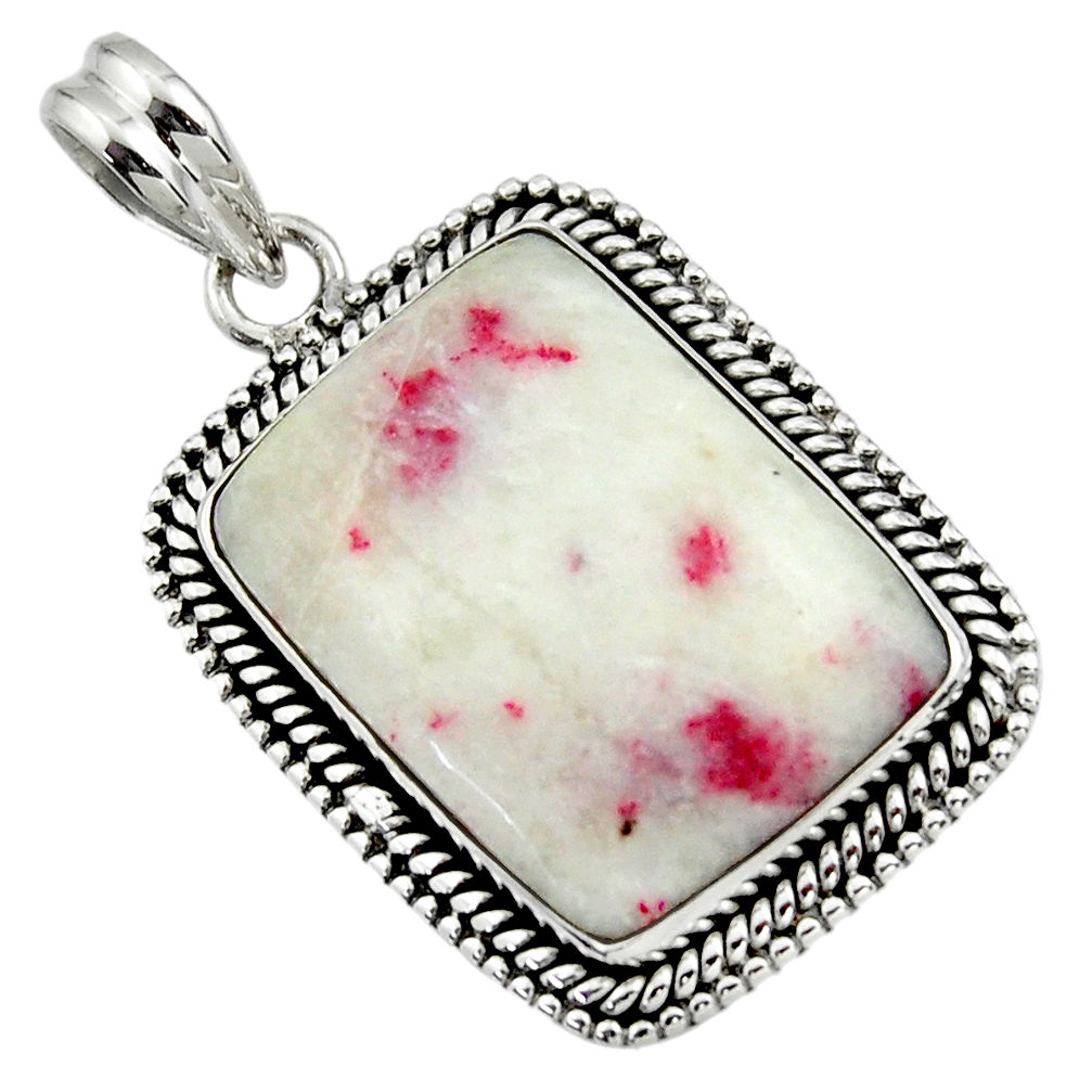 25.00cts natural red cinnabar spanish 925 sterling silver pendant jewelry r44624