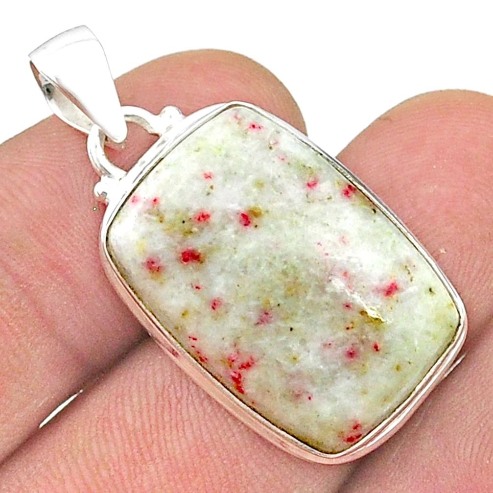 14.50cts natural red cinnabar spanish 925 sterling silver pendant jewelry u50802