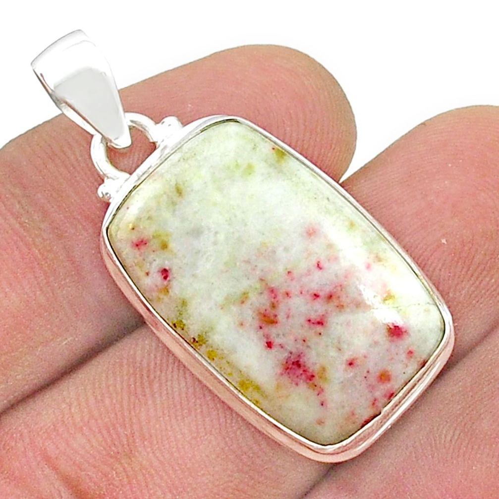 15.82cts natural red cinnabar spanish 925 sterling silver pendant jewelry u50804