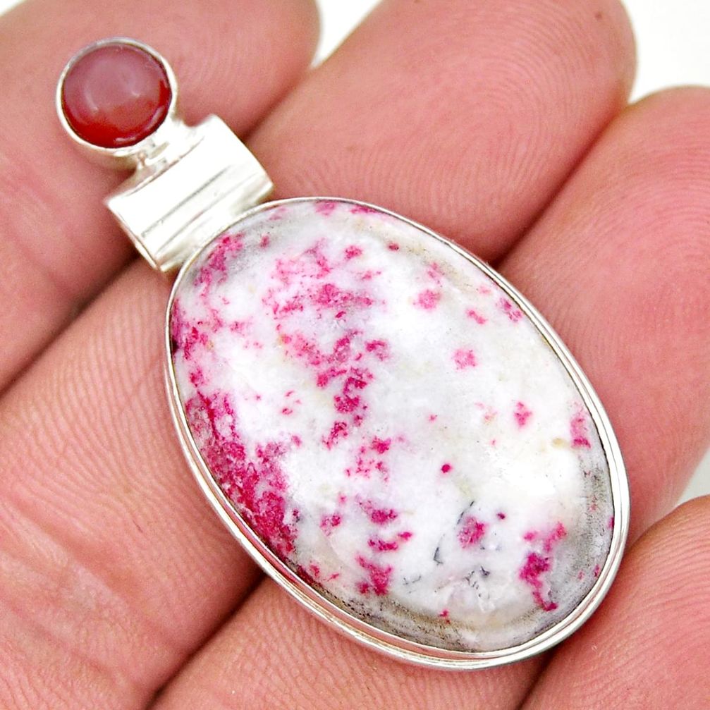 21.45cts natural red cinnabar spanish 925 sterling silver pendant jewelry y9256