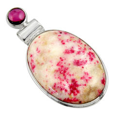 Clearance Sale- 22.87cts natural red cinnabar spanish garnet 925 sterling silver pendant r31842