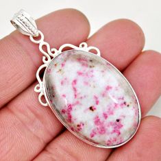 28.17cts natural red cinnabar spanish oval 925 sterling silver pendant y9260