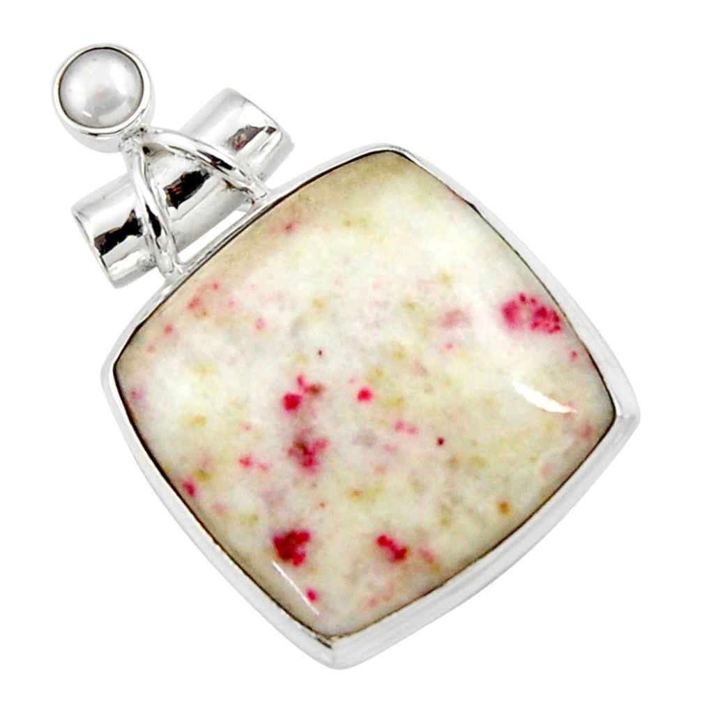  red cinnabar spanish pearl 925 sterling silver pendant d44622