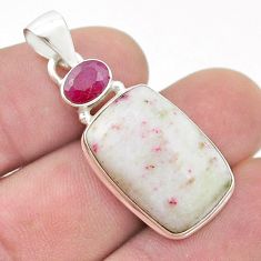 14.47cts natural red cinnabar spanish ruby 925 sterling silver pendant u48381
