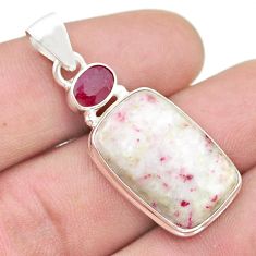 13.34cts natural red cinnabar spanish ruby 925 sterling silver pendant u48384