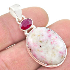 15.67cts natural red cinnabar spanish ruby 925 sterling silver pendant u48396