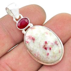 14.62cts natural red cinnabar spanish ruby 925 sterling silver pendant u48507