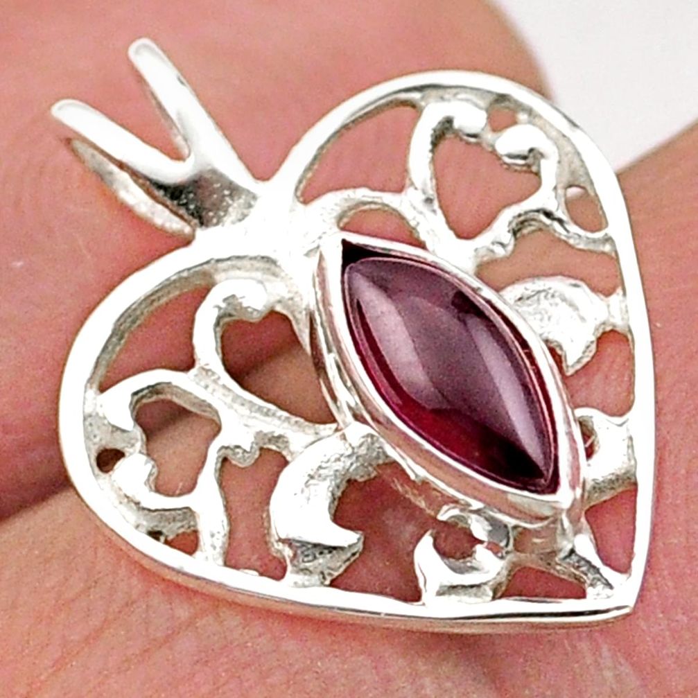 1.64cts natural red garnet 925 silver fleur-de-lis pendant jewelry t89484