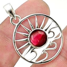 3.52cts natural red garnet 925 silver sun and wave charm pendant u37154