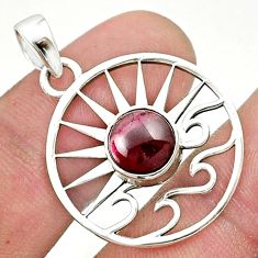 3.20cts natural red garnet 925 silver sun and wave charm pendant u37169