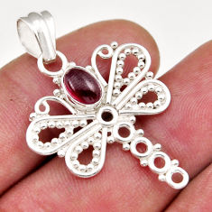 1.57cts natural red garnet 925 sterling silver butterfly pendant jewelry y39387