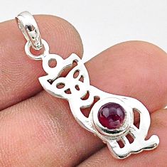 0.82cts natural red garnet 925 sterling silver cat pendant jewelry t66504
