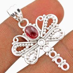 1.57cts natural red garnet 925 sterling silver dragonfly pendant jewelry t84833