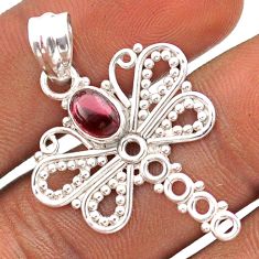 1.56cts natural red garnet 925 sterling silver dragonfly pendant jewelry t84835