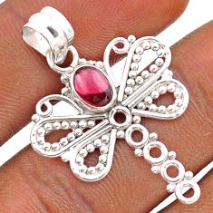 1.57cts natural red garnet 925 sterling silver dragonfly pendant jewelry t84836