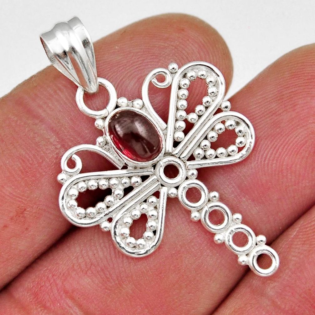 1.47cts natural red garnet 925 sterling silver dragonfly pendant jewelry y39512