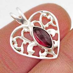 1.78cts natural red garnet 925 sterling silver heart pendant jewelry y61266