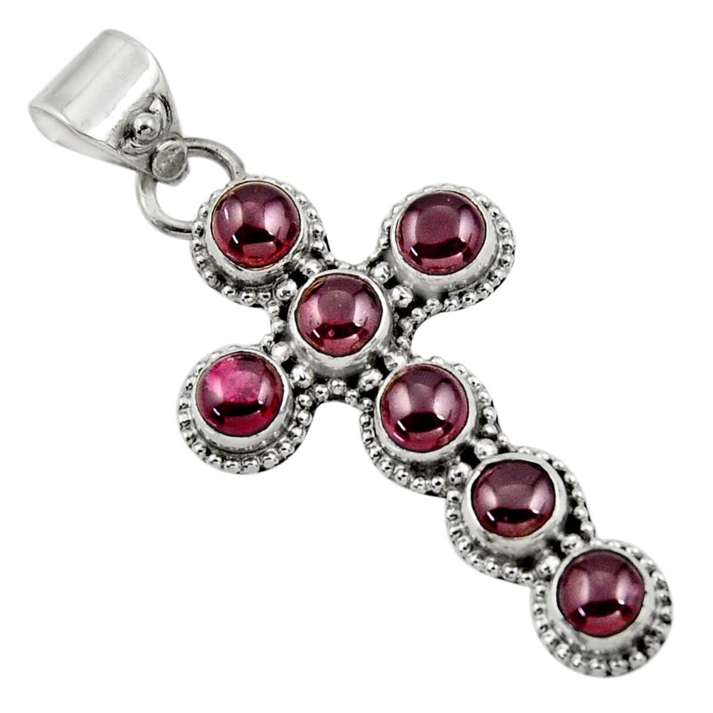 6.45cts natural red garnet 925 sterling silver holy cross pendant jewelry r48025