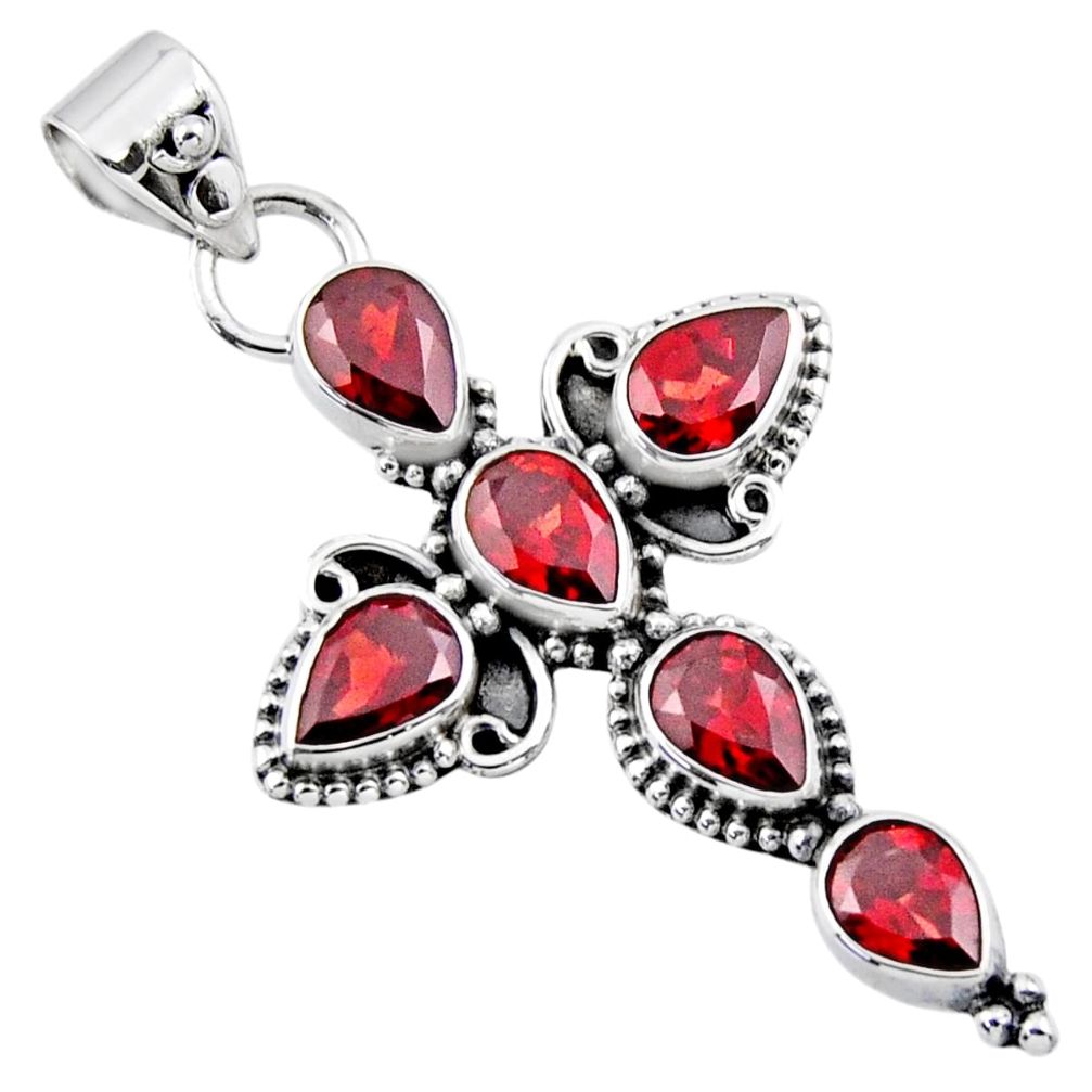 9.99cts natural red garnet 925 sterling silver holy cross pendant jewelry r55851