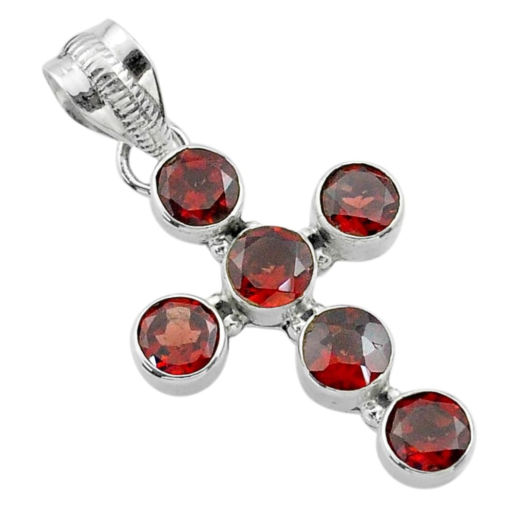 5.24cts natural red garnet 925 sterling silver holy cross pendant jewelry t52930