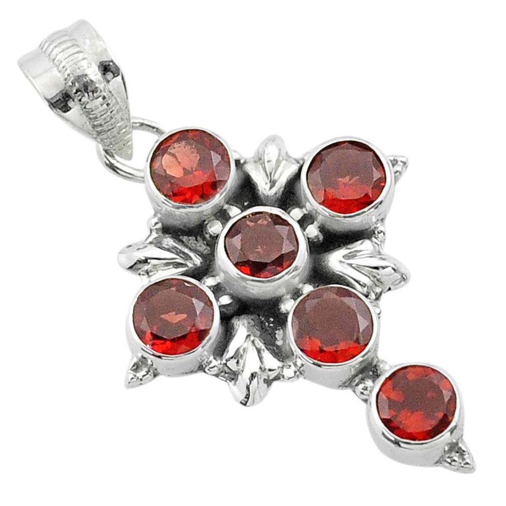 5.63cts natural red garnet 925 sterling silver holy cross pendant jewelry t52934