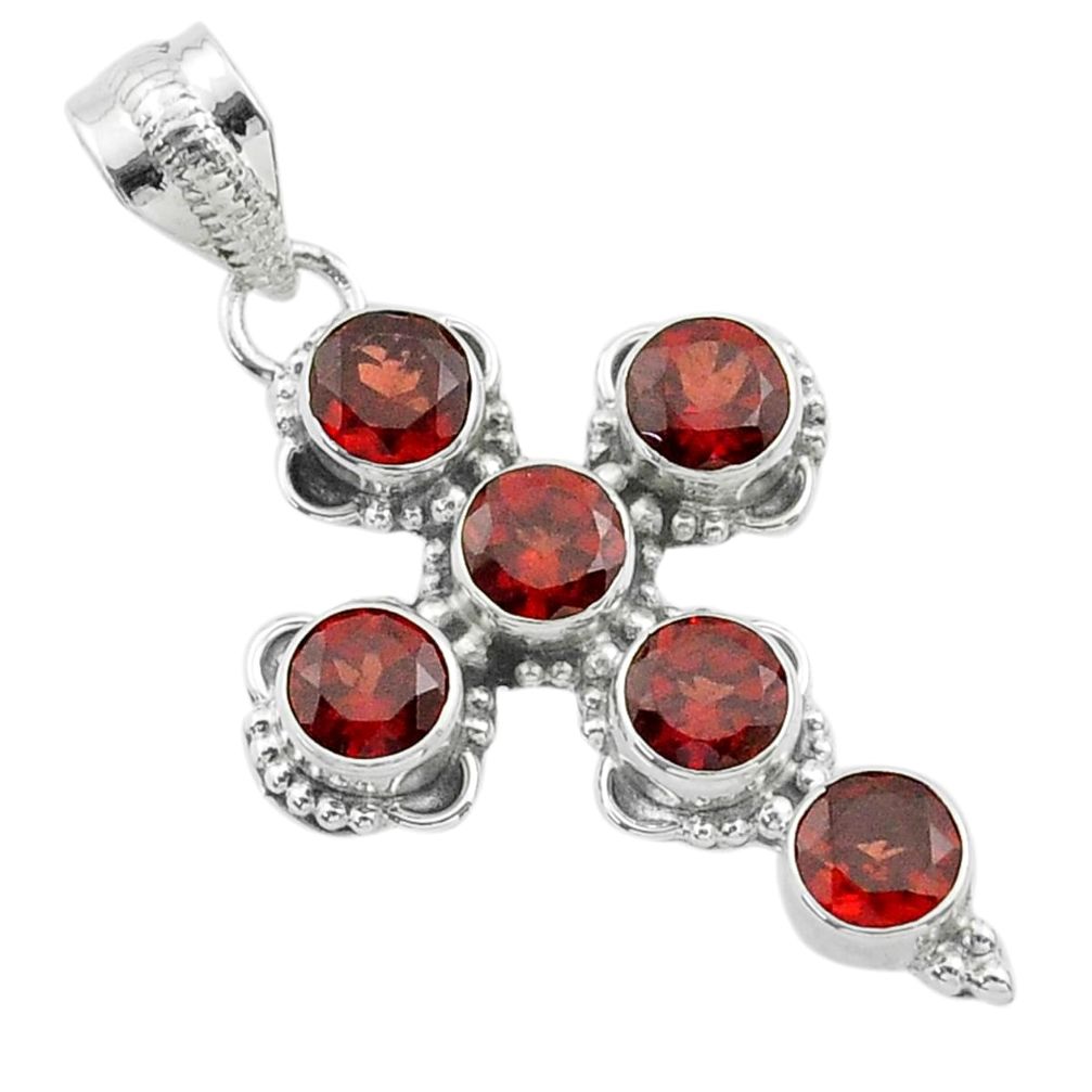 5.76cts natural red garnet 925 sterling silver holy cross pendant jewelry t52935