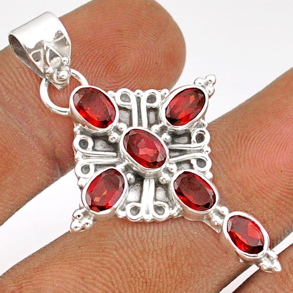 6.20cts natural red garnet 925 sterling silver holy cross pendant jewelry t92393