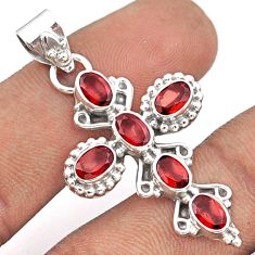 6.55cts natural red garnet 925 sterling silver holy cross pendant jewelry t92409