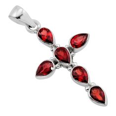 6.42cts natural red garnet 925 sterling silver holy cross pendant jewelry y79236