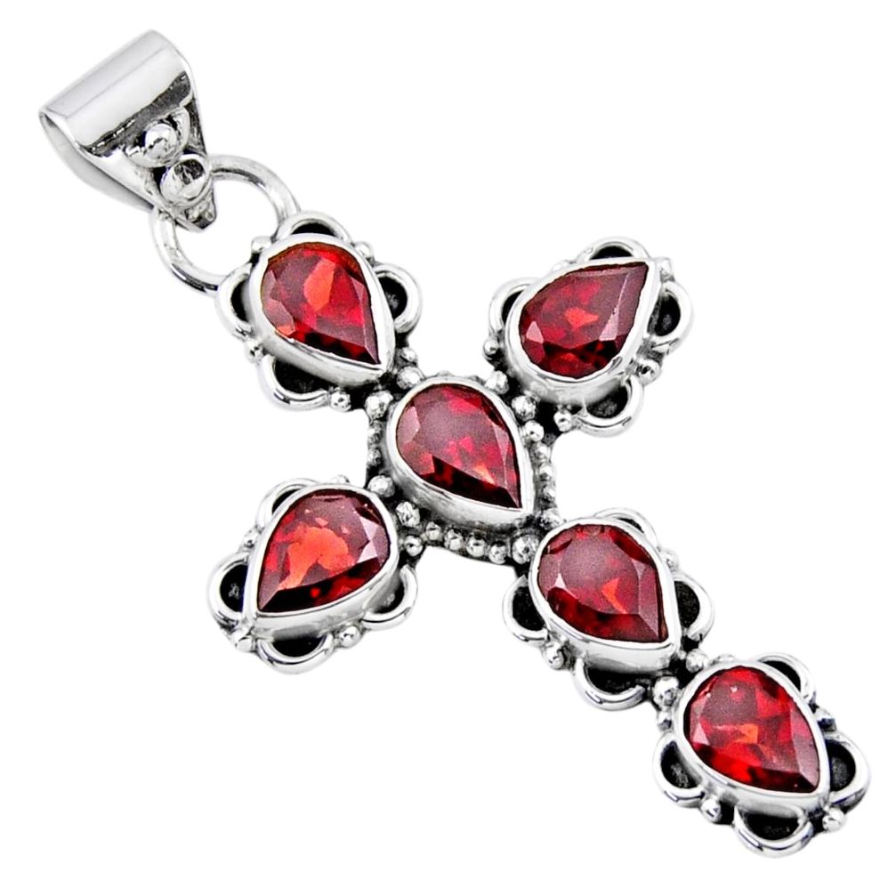 10.73cts natural red garnet 925 sterling silver holy cross pendant r55814