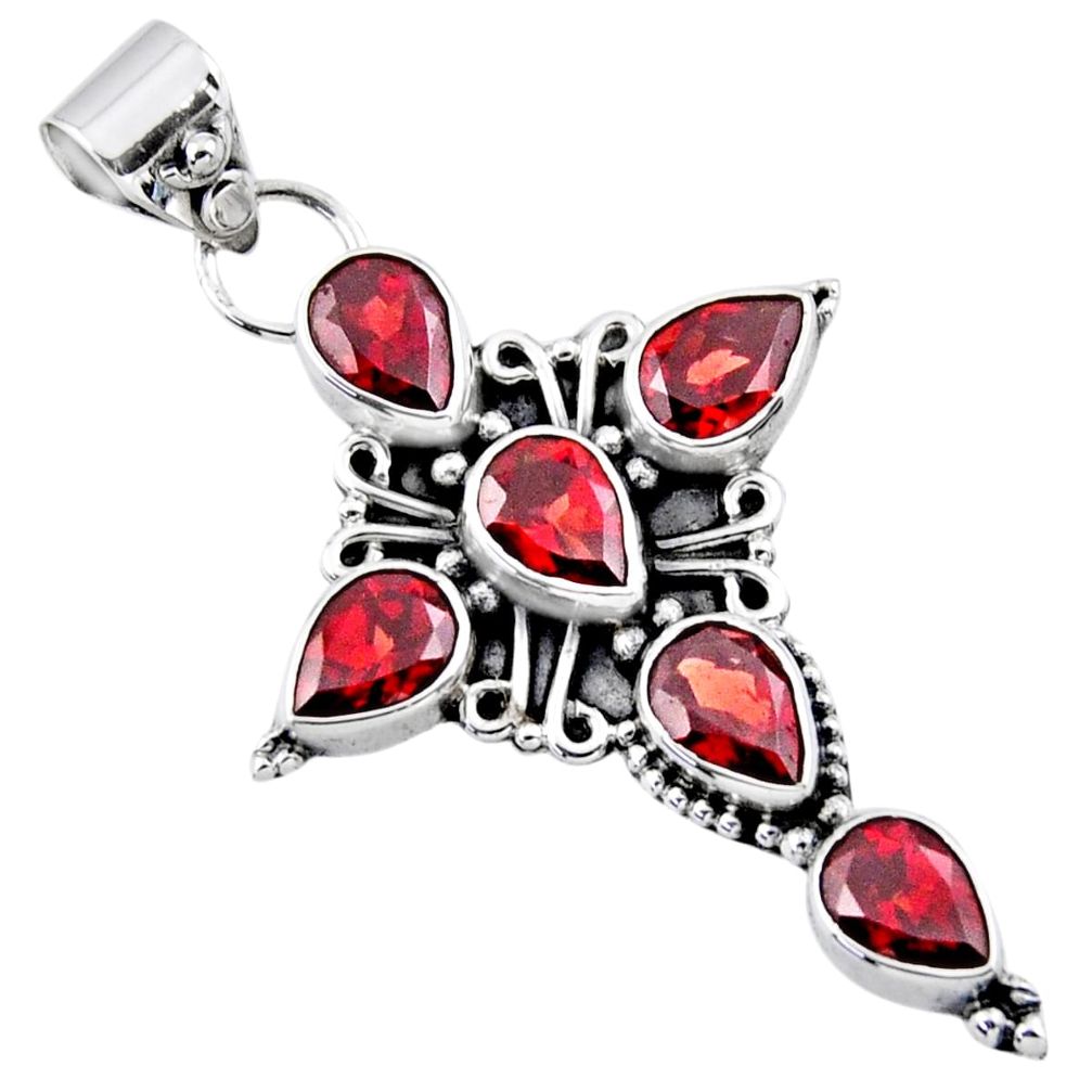 10.41cts natural red garnet 925 sterling silver holy cross pendant r55849