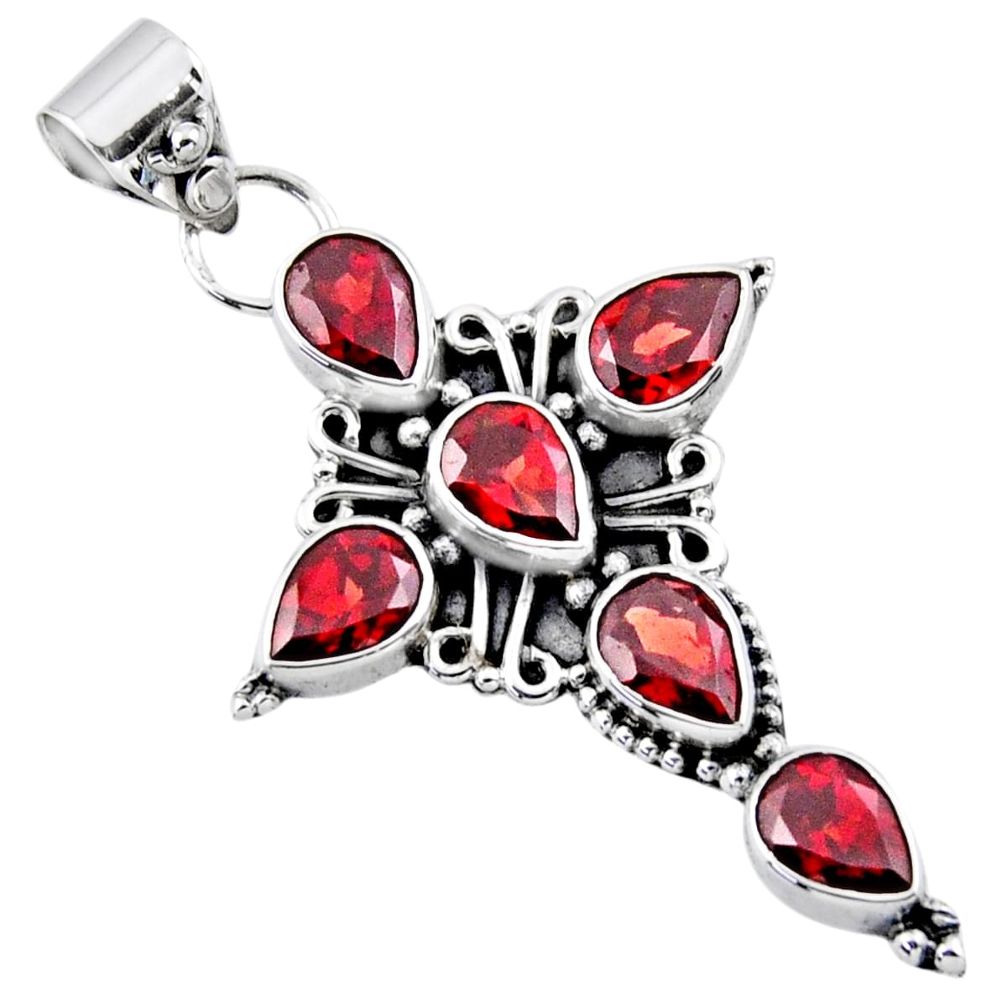 10.41cts natural red garnet 925 sterling silver holy cross pendant r55852