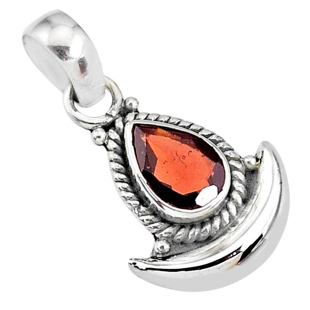 2.13cts natural red garnet 925 sterling silver moon pendant jewelry r89514