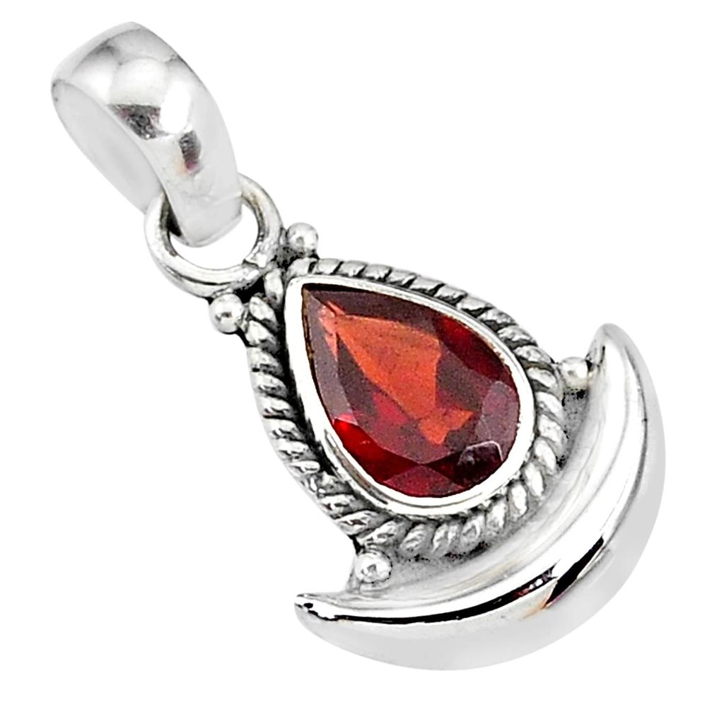 2.11cts natural red garnet 925 sterling silver moon pendant jewelry r89525