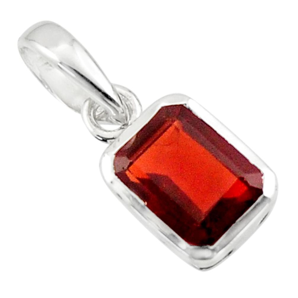 1.90cts natural red garnet 925 sterling silver pendant jewelry r43499