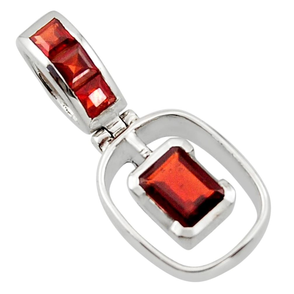 2.51cts natural red garnet 925 sterling silver pendant jewelry r43618