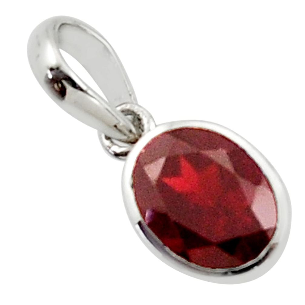 2.95cts natural red garnet 925 sterling silver pendant jewelry r45572