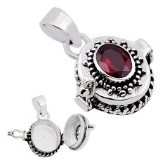 2.01cts natural red garnet 925 sterling silver poison box pendant jewelry n34575