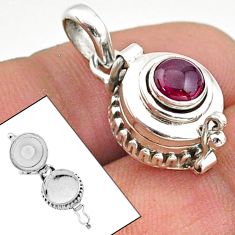 1.14cts natural red garnet 925 sterling silver poison box pendant jewelry t73505