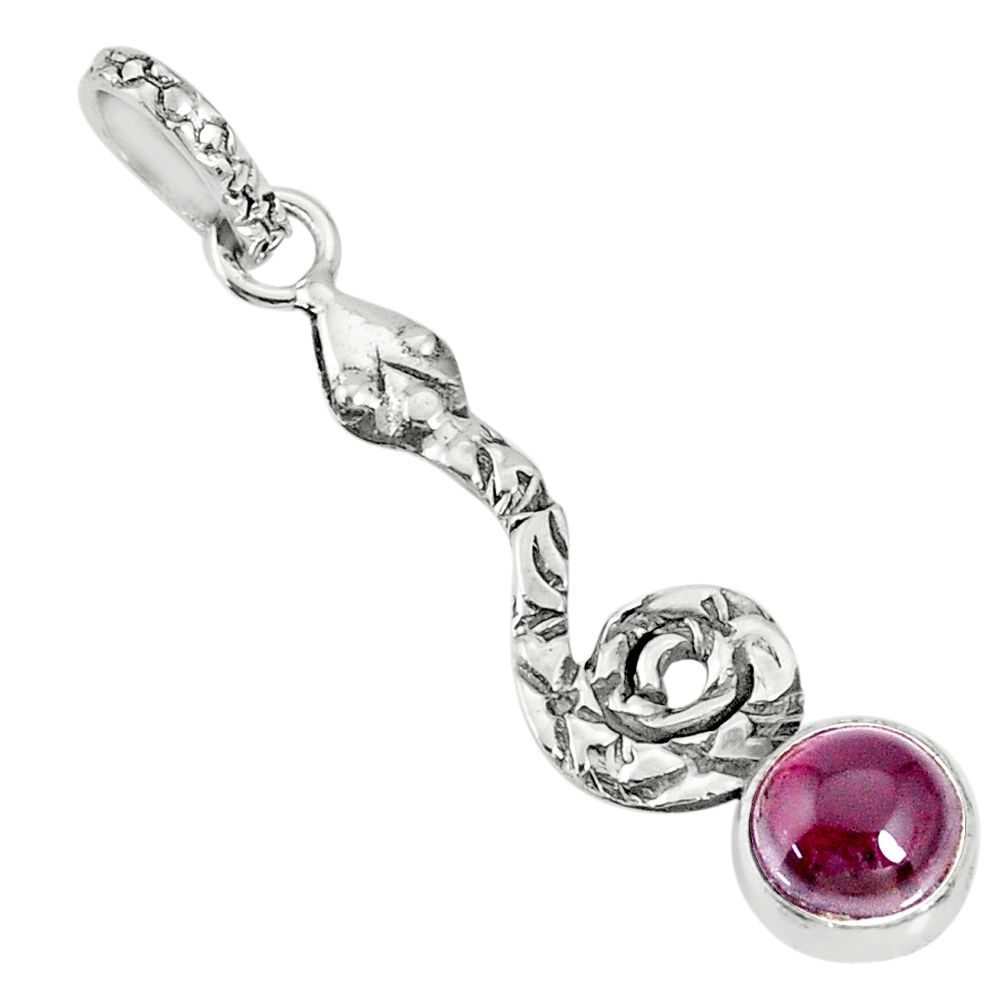 2.58cts natural red garnet 925 sterling silver snake pendant jewelry r78507
