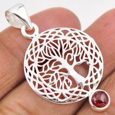 0.91cts natural red garnet 925 sterling silver tree of life pendant t88421