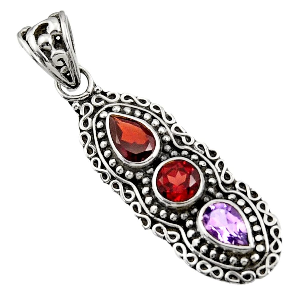 red garnet amethyst 925 sterling silver pendant jewelry d44806