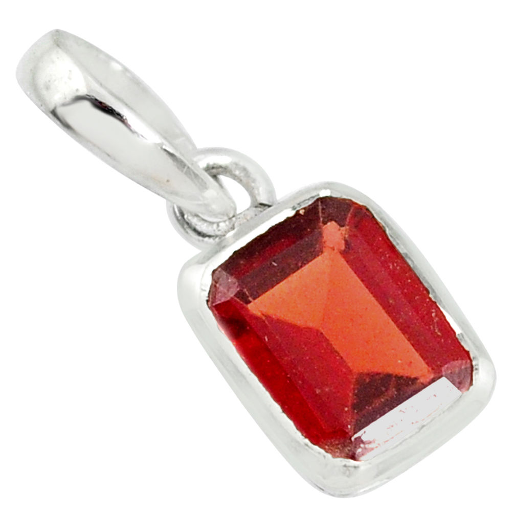 2.22cts natural red garnet octagan 925 sterling silver pendant jewelry r70551