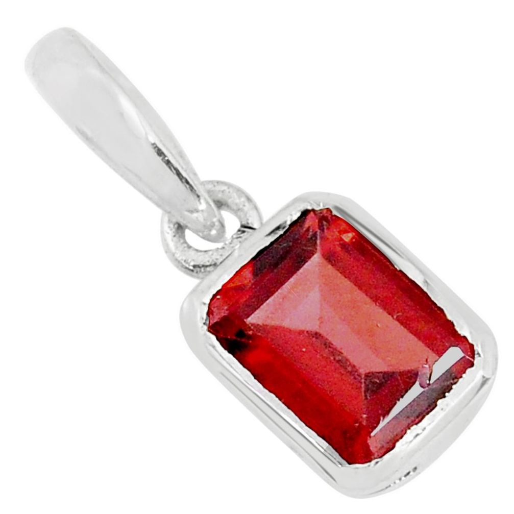 2.22cts natural red garnet octagan 925 sterling silver pendant jewelry r70575