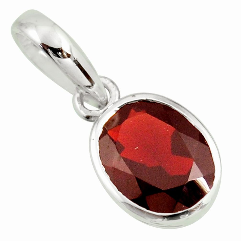 3.15cts natural red garnet oval 925 sterling silver pendant jewelry r27409