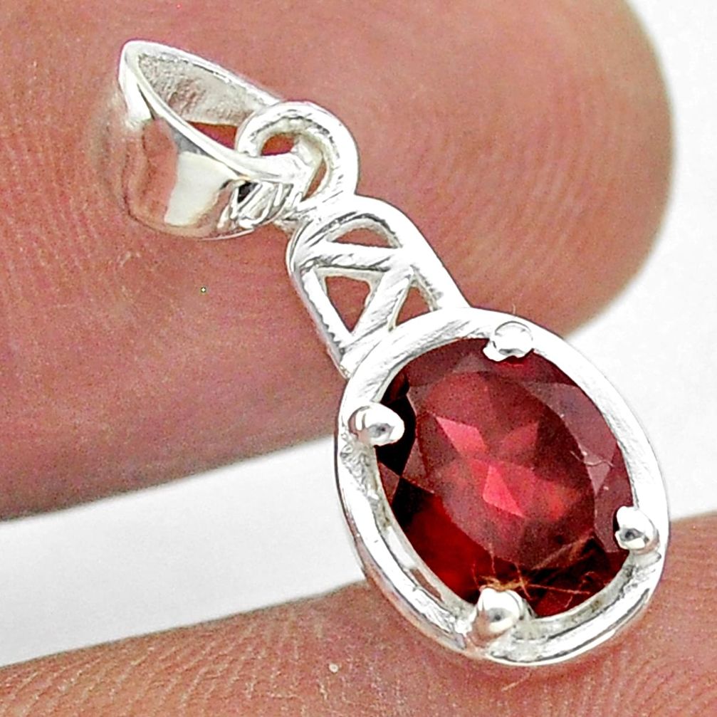 2.11cts natural red garnet oval 925 sterling silver pendant jewelry t51415