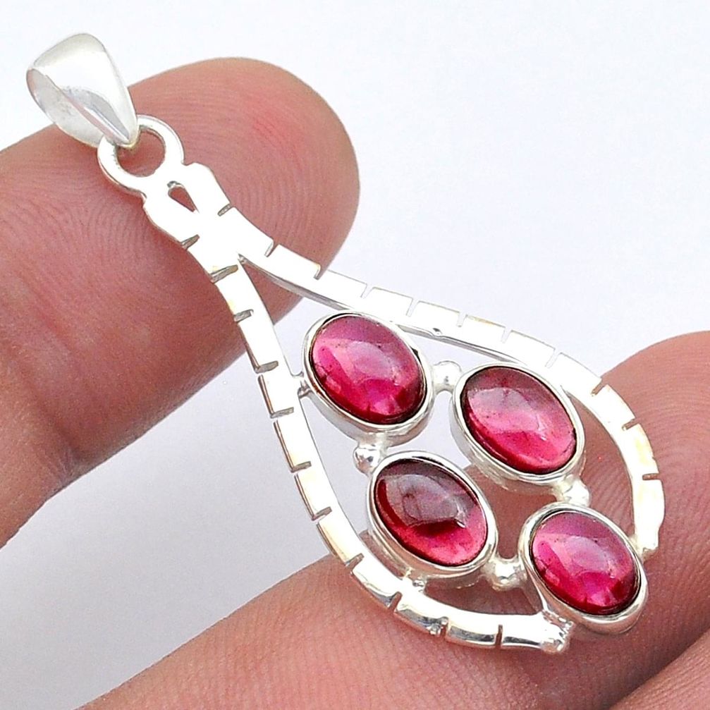 5.64cts natural red garnet oval 925 sterling silver pendant jewelry u61604