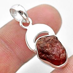5.24cts natural red garnet rough 925 sterling silver moon pendant jewelry t30924