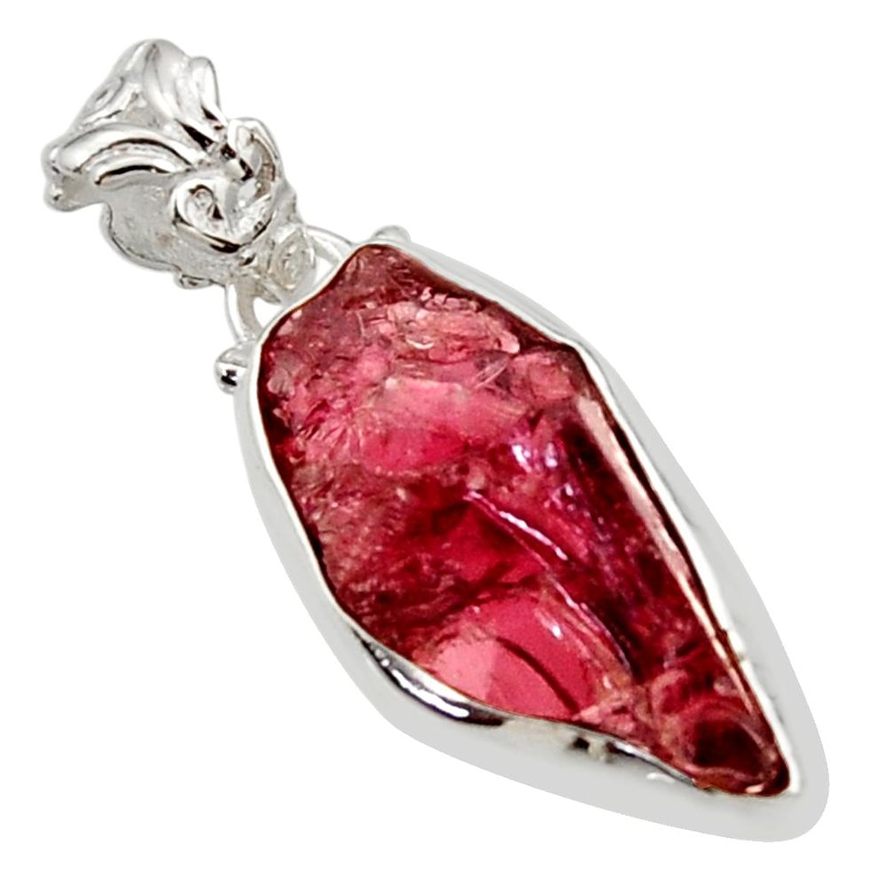 12.65cts natural red garnet rough 925 sterling silver pendant jewelry r29842