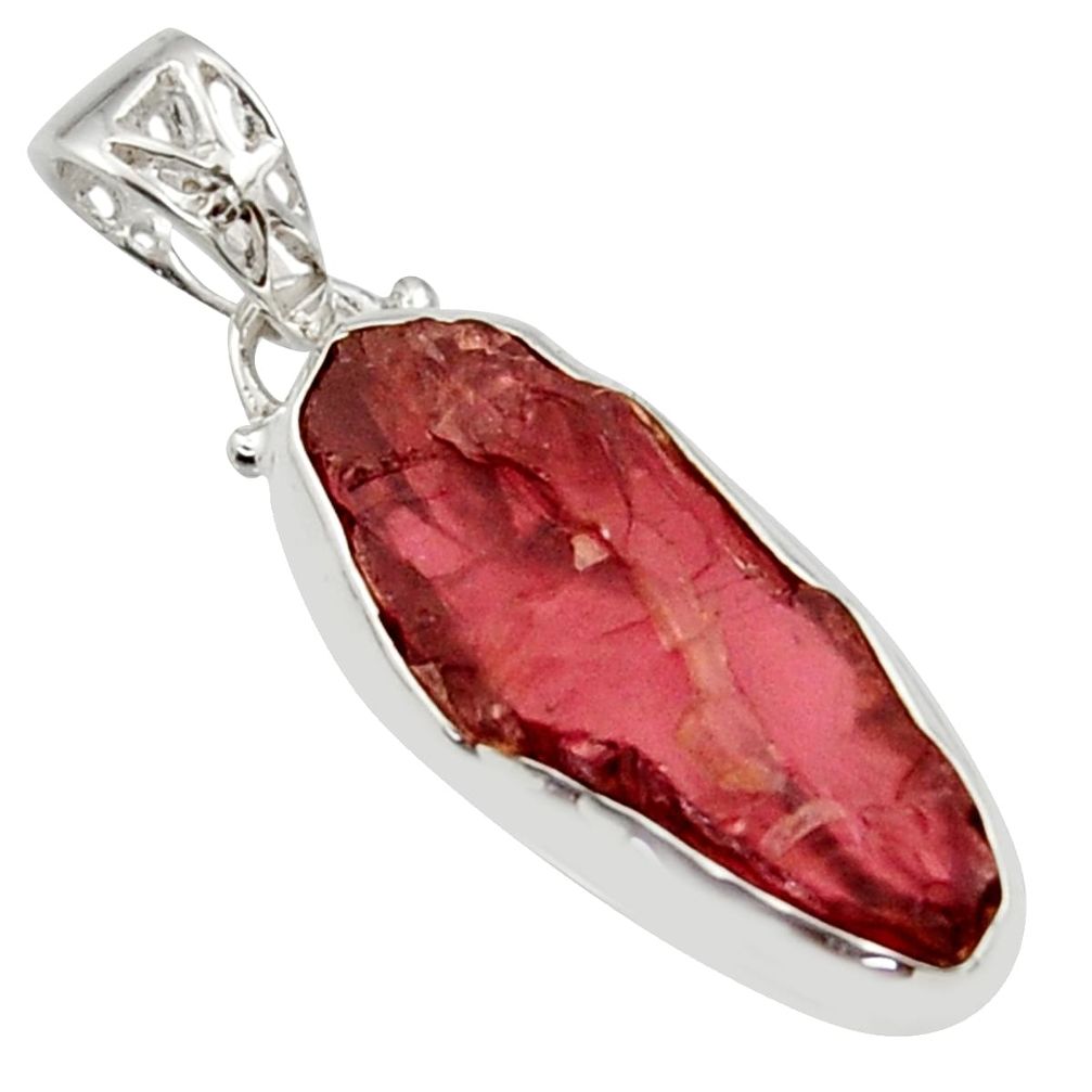 12.18cts natural red garnet rough 925 sterling silver pendant jewelry r29843